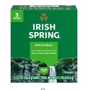Irish Spring Original Deodorant Soap Bars 3 Pack 3.7oz Total 11.1oz New #291,292